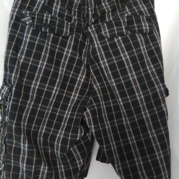 Lee Dungarees Plaid Cargo Men's Shorts Color Black/Gray Stripe. Size 34 - Picture 3 of 7